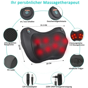 Sprostitvena Masaža Blazino Vibrator Električni Ramo Nazaj Ogrevanje Gnetenje Infrardeča Terapija Blazino Shiatsu Vratu Massager