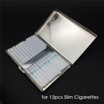 Srebrni Kovinski Cigaret Primeru za 12pcs 100mm Dolgo Slim Cigarete Polje Nosilec Prenosne Kajenje Orodja Dim Dodatki