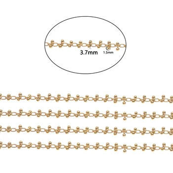 SAUVOO 1M/Paper Jam 3.7 mm Zlato Dvojno Kroglice Verige Večino Verige Za DIY Nakit, Izdelava Oskrbuje Debelo Ročno Pribor