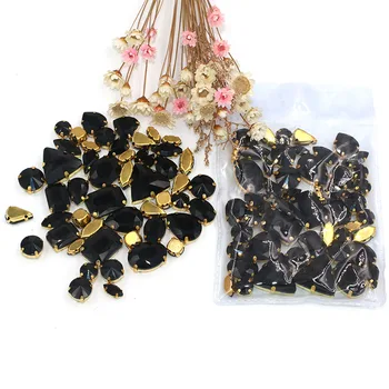 Brezplačna dostava Black crystal steklo okrasnih flatback sew na okrasnih za oblačila uhan ogrlica dodatki