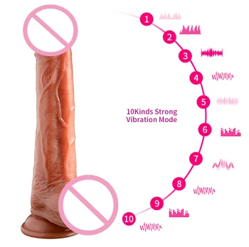 Kožo občutek Realističen Penis Vibrator Ogromen Dildo Mehkega Materiala 10 Frekvenca Adult Sex Igrače Za Ženske masturbators сексигрушки