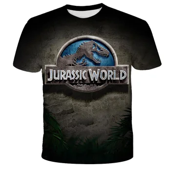 Poletne družinske ujemanje mati-otrok, starš-otrok rabo, kratka sleeved vrhovi Jurassic Park, dinozaver vzorec 3D tisk T-shirt dekle
