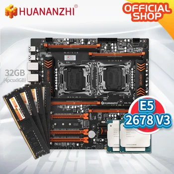 HUANANZHI X99 F8D X99 matična plošča Intel Dual z Intel XEON E5 2678 V3*2 s 4*8GB DDR4 NON-ECC memory combo kit NVME USB
