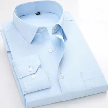 Novo 2021 Moških Obleko Srajco Moda Keper Trdna Poslovna Oblačila Formalno Dolg Rokav z Prsni Žep Moški Socialne Športna Majica