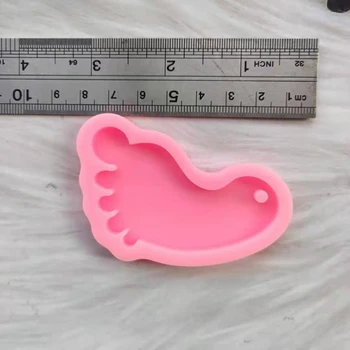 Ročno Baby Odtis Keychain Plesni DIY Footmark Keychain Obesek Silikonske Smole Litje Plesni Nakit, Izdelava Orodij