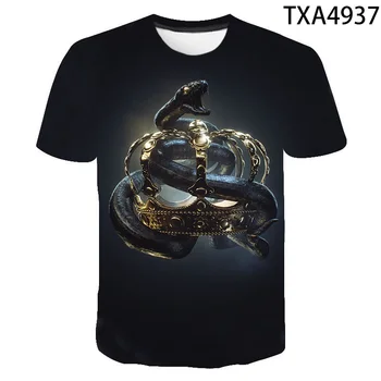 2021 Najnovejše 3D T Shirt Kača Natisnjeni Tee Moški Ženske O-Vratu Rock Tee Moški/Unisex Popust Priložnostne Kratek Rokav Vrhovi Otroci, Kul Vrh