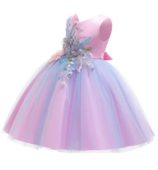 Novi Cvet Dekle, Princesa Stranka Obleko Sanje Poroko, Rojstni Dan Elegantno Cvet Obleke Otrok Mašno Obleko Otroka Otrok Tutu Oblačila