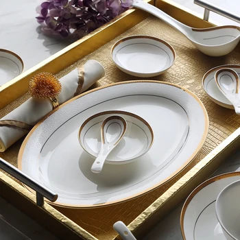 12 inch, drobnih kosti kitajske dekorativne plošče, zlato pasu, večerja polnilnik, krožniki, porcelan servis kitajskem, v mikrovalovni pečici varno