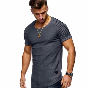 2020 nova kratka sleeved barva moška t-shirt naguban ramenski jacquardske proge Slim T-shirt za moške priložnostne šport joker simbol T-shirt