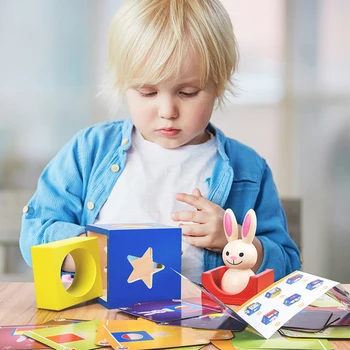Lesene Magic Box Zajec Živali Geometrijski Gradniki Namizne Igre Otroci Igrače