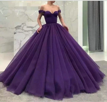 Večer Žogo Obleke Zabuhle 2019 Obleke, Svečana Oblačila Arabski Princesa Stranka Vijolično Dolgo Til Prom Oblačenja