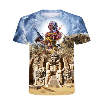 2021 Novo 3D Težkih Kovin Lobanje T-shirt Punk Festival Rock majica s kratkimi rokavi Moški Natisnjeni Priložnostne Tshirt O-Vratu Hip Hop Kratek Rokav Plus-Size