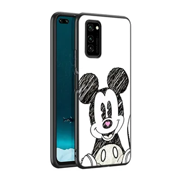 Mickey Mouse Silikonski Pokrovček Za Huawei P40 P30 P20 Pro P10 P9 P8 Lite E Plus 2017 2019 5G Black Primeru Telefon