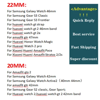 20 mm 22 mm pas Za Samsung Galaxy Watch 3 trak 45 41 Prestavi S3 46mm 42mm Silikonsko Zapestnico Za Huawei Xiaomi Amazfit GT 2 2e pro
