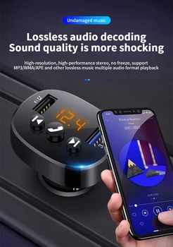 Avto Bluetooth 5.0 Komplet 2USB Hitri Polnilnik 3.1 MP3 Predvajalnikom Glasbe, Prostoročni Brezžični Audio Sprejemnik FM Modulator