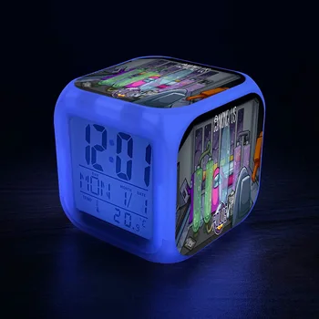 Otroci Igra Risanka Med Nami Led Digitalni 7 Barv Spreminja Noč Svetlobe Budilka Študent Namizno Uro s Termometrom