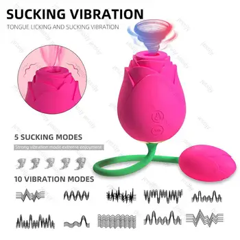 2 v 1 Rose Vibrator Klitorisa Sesanju z Žogo Vibracijsko Jajce G spot Klitoris Stimulator Vaginalni in Analni Seks Igrače za ženske