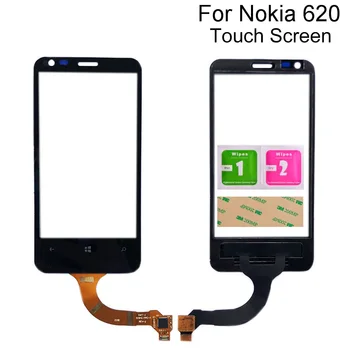 Mobilni Zaslon na Dotik Stekla Za Nokia Lumia 620 N620 Računalnike, občutljiv na Dotik Sprednje Steklo Objektiva Senzor Popravilo Delov Orodja 3M Lepilo