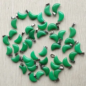 Debelo 50pcs/veliko moda dobre kakovosti naravnega kamna zeleni crescent moon obliko čar obeski za nakit, izdelava brezplačna dostava