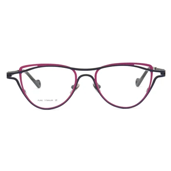Ženske Mačka Oči Čistega Titana Eyeglass Okvirji za Ženske Optična Očala Okvirji Recept za Očala Dvojno Platišča Retro Očala