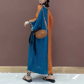 SHENGPLLAE Osebnost Mozaik Pleteno Obleko Ženske