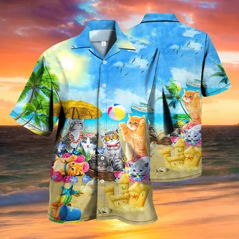 2021 Poletje Novo Hawaiian Majica blagovne Znamke Moške Harajuku Majica Eden Moške Socialne Majica Gumb Majica Hanbok S-4XL Ulične