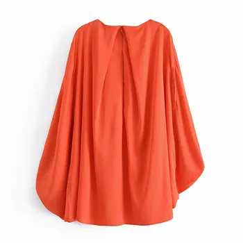VUWWYV Za Oranžno Nabrano Obleko Ženska Saten Poletje Ohlapno Obleko Ženska brez Rokavov Priložnostne Afriške Obleke za Ženske Mini Obleka 2021