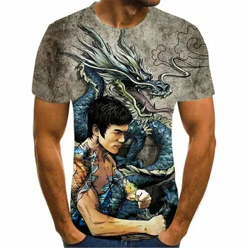 2021 novo dihanje Bruce Lee vzorec 3d T-majica moška majica prevelik vrhu T-shirt