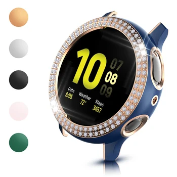 Lahki Dve barve Diamant Ohišje za Samsung Galaxy Watch Aktivna 2 44 mm 40 mm Pokrov Active2 PC Odbijača Zaščitna Ženske Lupini