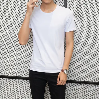 3253-Kratkimi Rokavi Moški T-Shirt Svoboden korejski Trend Priložnostne Pol Rokav Moške Pet-Rokav, Nekaj na Pol-Sleeve Solid Color Vrh