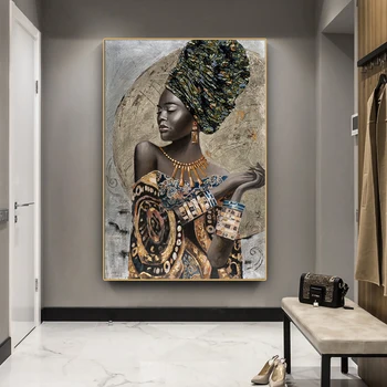Celoten kvadratni diamond slikarstvo Afriške Črna Ženska slike za vezenje krog diamond mozaik, Afriški Dekle stenske nalepke dekor,