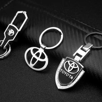 Avto Kovinski Keychain Usnje Key Ring 3D Logo Tipko Primeru Avto Styling Za Toyota Corolla Chr Auris Yaris Avto Dodatki Ključnih Verige