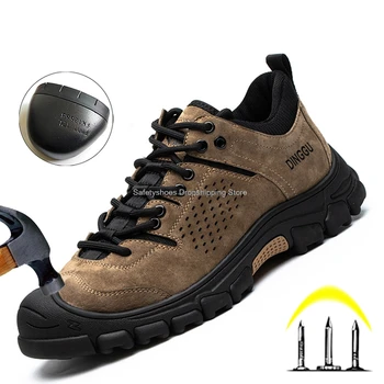 2021 Novih Moških Delo Čevlji Jekla Toe Dihanje Gume Anti-Smash Gradbena Dela Varovalni Čevlji Industrijske Varnosti Moški Škornji