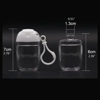 1PC 30ml Prazno Hand Sanitizer Potovanja majhnosti Imetnik Kavljem Keychain Prevozniki Bela Projekcijska Skp Večkratno uporabo Prenosne Praznih Steklenic