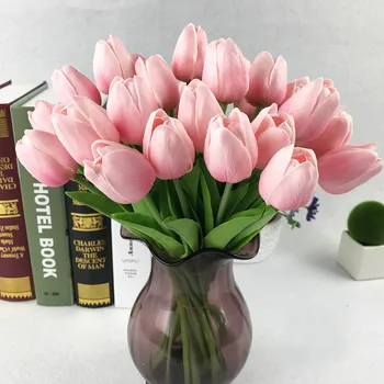 Umetno Cvetje Vrt Tulipani Pravi Dotik Cvetovi Tulipanov Šopek Dekor Mariage za Dom Poroka Okraski Ponaredek Cvet