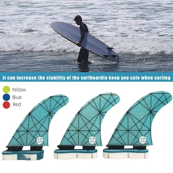 3pcs/Komplet Surf Plavuti FCS2 Plavuti G5/G7 iz steklenih vlaken, Satja Fin Surfing, Surfanje Repne Plavuti Novega Modela, Modre Rdeče Rumene Barve