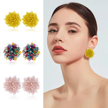 Bohemian pisano etnično uhani, ročno beaded kristalno cvetje za ženske je nova zasnova modni uhani