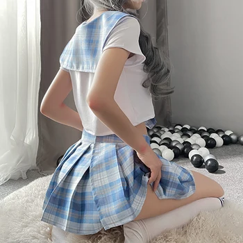 Japonski korejska Različica JK bo Ustrezala Ženska High School Uniform Seksi Mornar Mornarice Cosplay Kostume Študent Dekleta Kariran Nabrano Krilo