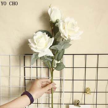 YO CHO Umetno Jasmina Sneg Vrtnice Veje Ponaredek Svilenih Vrtnic Cvetje za Poroko Dekoracijo Tabela Zveze Big Rose Cvet Glave