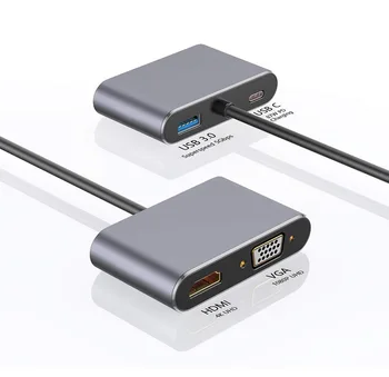 USB Tip C Hub Tip-C HDMI 4K VGA Adapter RJ45 Lan Ethernet SD TF USB C 3.0 3.5 mm Audio Jack Za MacBook Pro Air Dodatki