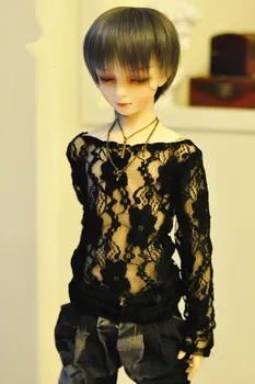 BJD lutka obleko, ki je primerna za 1/3 1/4 Stric velikost črne čipke eno-vrat vidi skozi neto rokavi top lutka dodatki