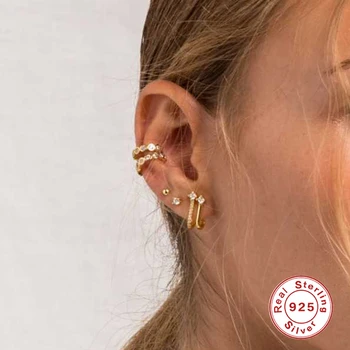 Romad Pravi 925 Sterling Srebro Stud Uhani Letnik Geometrijske Cirkon Earings Za Ženske Bling Piercing pendientes Aretes W5