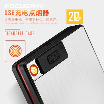 20 KOSOV Cigaret Primeru S Snemljivo USB Elektronski Vžigalnik za ponovno Polnjenje Windproof Kadilec Encendor Fancy Pripomočke Za Moške