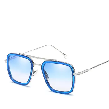 Tony Stark sončna Očala Luksuzne blagovne Znamke Očala Pravokotnik Vintage sončna Očala Clear za Moške oculos gafas de sol zonnebril heren