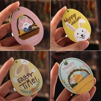 2PCS Lesene Vesel Velikonočni Okraski Bunny Egg Chick DIY Obrti Visi Votlih obeski Doma Dekoracijo Stranka Potrebščine Otroci Darilo