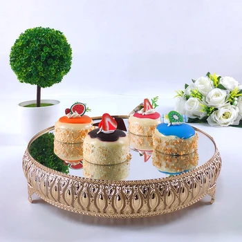 Kovinski poročna torta dekoracijo, stojala za stranke ogledalo pladenj kovin, namizna dekoracija cupcake stojalo