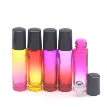 10pcs Prazna 10 ml Gradient Barve Debelo Steklo Eterično Olje Parfuma Vzorec Steklenico Roller Ball Tehtnica