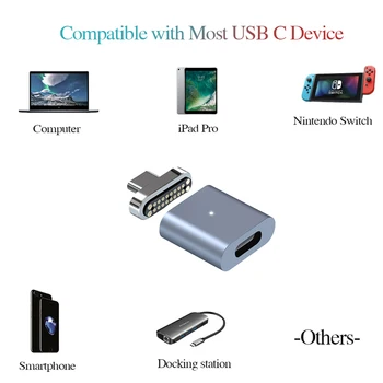 Magnetni USB C Adapter 20Pins Tip-C Priključek PD 100W Hitro Polnjenje 10Gbp/s Pretvornik za iPad, MacBook Pro HUAWEI XIAOMI Stikalo