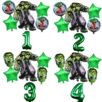 6Pcs Hulk Folija Baloni Avengers 32inch Število Balonom, Rojstni dan Okraski Super Heroj, Fant, Otroci Igrače Baby Tuš Balon