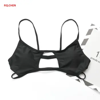Ženske Brazilski Seksi Kopalke Črne Bikini 2021 Poletje Tangice Votlih Povoj Visoko Pasu Plaži Ženske Kopalke Bikini Plus S-XL